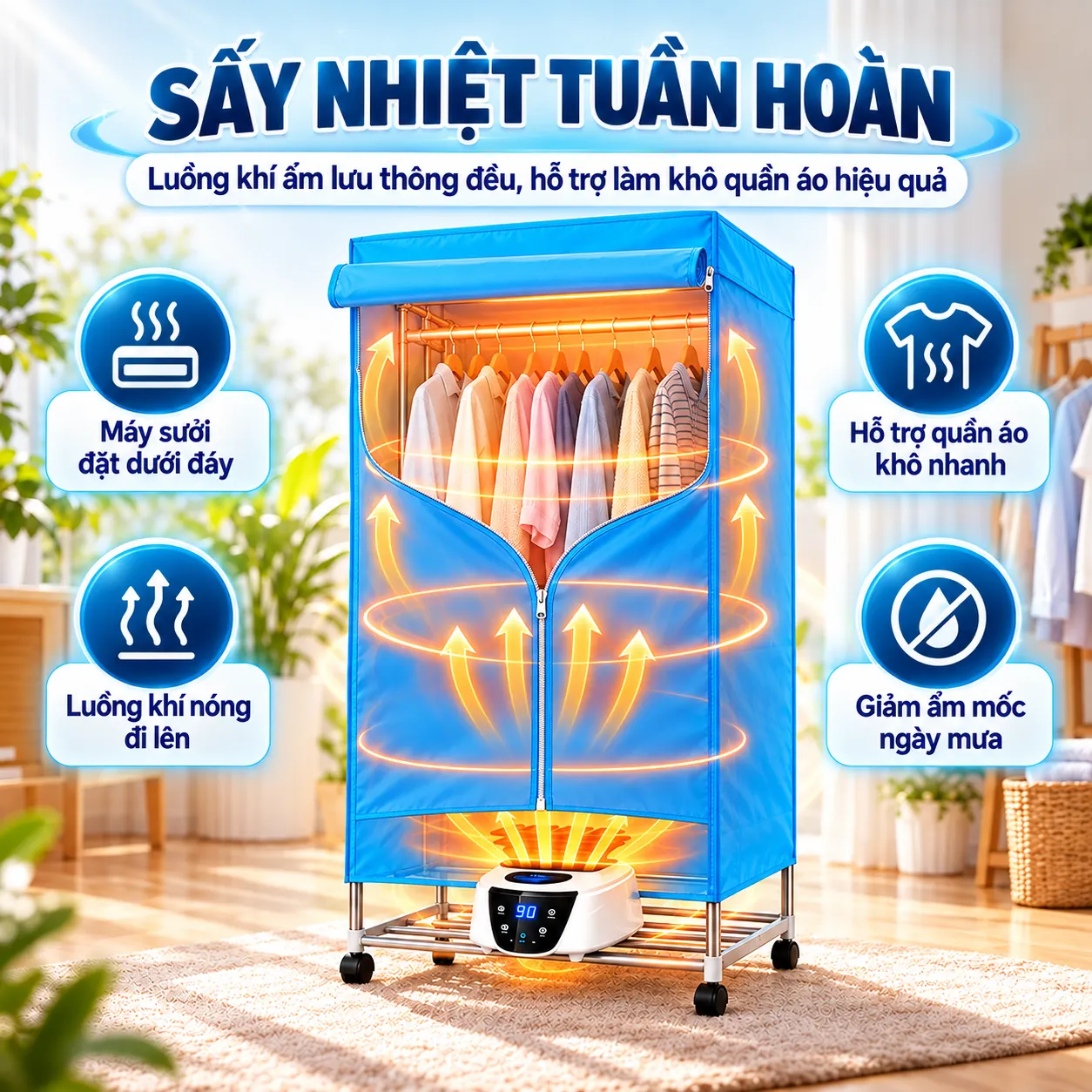 Minh họa luồng khí ấm với khóa mở dạng chữ T